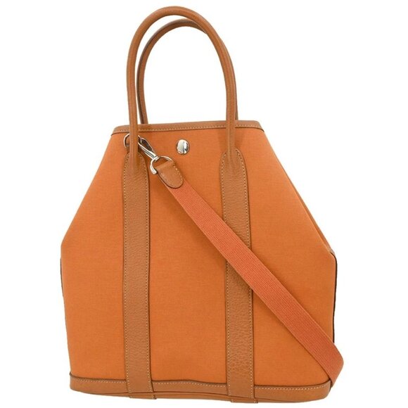 Hermes Orange Toile Officier Buffalo Garden File PM 2way Tote Bag - Picture 1 of 10